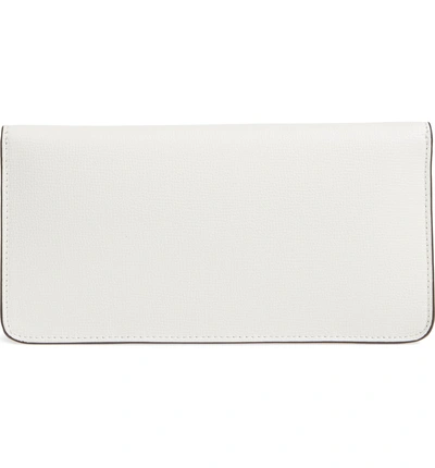 Shop Tory Burch Kira Leather Envelope Clutch - White In Birch