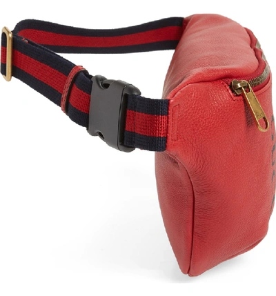 New Gucci Red Leather Logo Fanny Pack Belt Bag with Box For Sale at 1stDibs