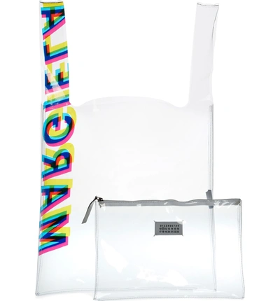 Shop Maison Margiela Logo Pvc Shopper Bag In Transparent/multi