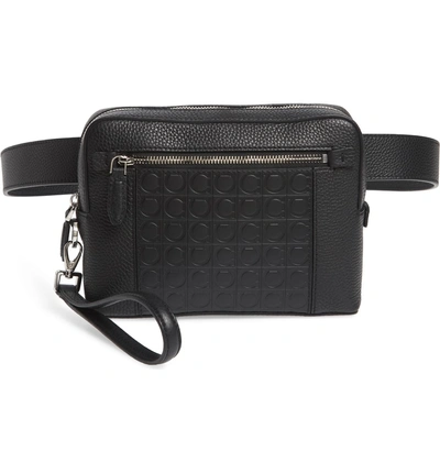 Shop Ferragamo Textured Leather Belt Bag - Black In Nero/ Nero