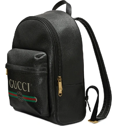 Shop Gucci Logo Backpack - Black