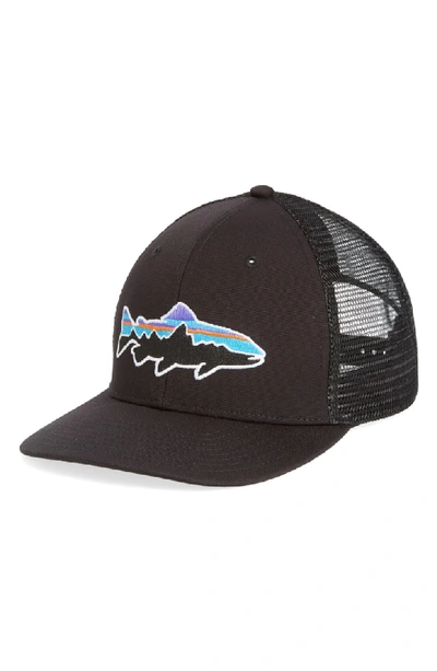 Shop Patagonia Fitz Roy Trout Trucker Hat In Black