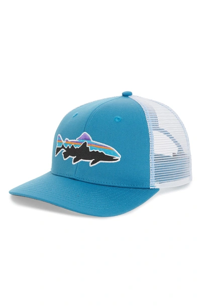 Shop Patagonia 'fitz Roy - Trout' Trucker Hat - Blue In Lumi Blue