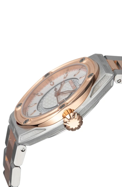 Shop Roberto Cavalli By Franck Muller Scala Bracelet Watch, 45mm In Rose Gold/ Silver