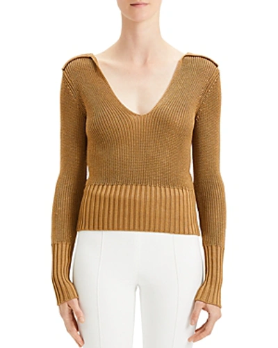 Shop Theory Wide Collar Sweater In Toffee