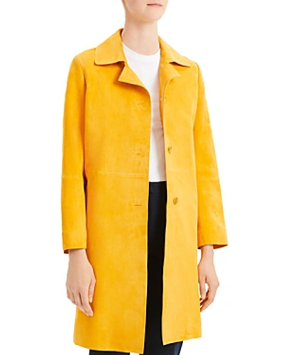 Shop Theory Piazza Suede Coat In Zest