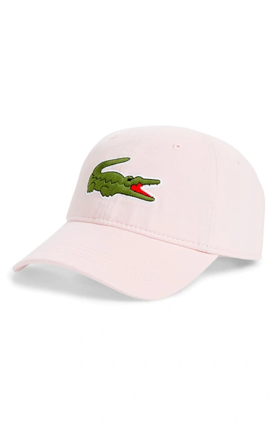 Shop Lacoste 'big Croc' Logo Embroidered Cap - Pink In Flamingo Pink