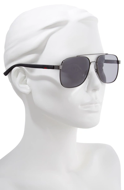 Shop Gucci Navigator 60mm Polarized Aviator Sunglasses In Ruthenium