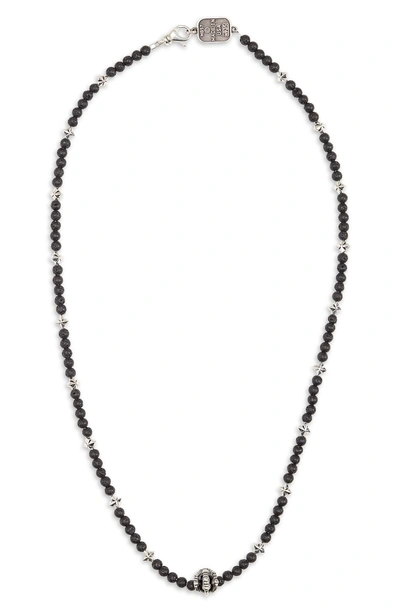 Shop King Baby Lava Rock & Onyx Bead Necklace In Silver/ Black
