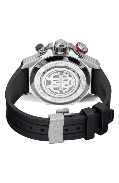 Shop Roberto Cavalli By Franck Muller Viper Chronograph 44mm Rubber Strap Watch In Black/ Silver