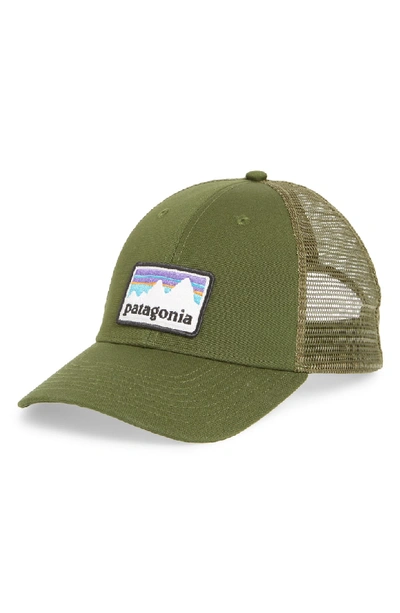 Shop Patagonia Shop Sticker Trucker Hat - Green In Nomad Green