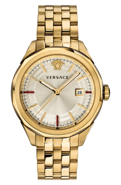 Shop Versace Glaze Bracelet Watch, 43mm In Gold/ Silver