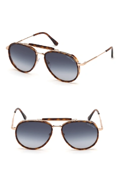 Shop Tom Ford Tripp 58mm Aviator Sunglasses In Shiny Rose Gold/ Gradient Blue