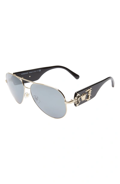 Shop Versace 62mm Aviator Sunglasses In Gold/ Black
