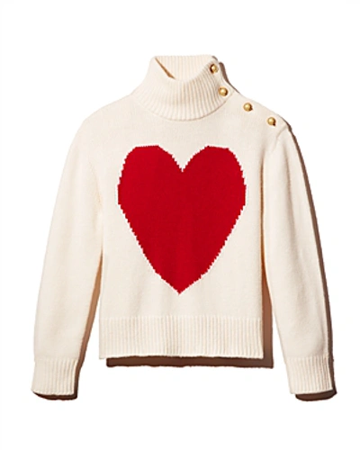 Shop Kate Spade New York Heart Print Turtleneck Sweater In French Cream