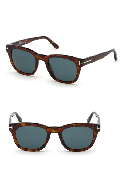 Shop Tom Ford Eugenio 52mm Sunglasses In Shiny Red Havana/ Dark Teal