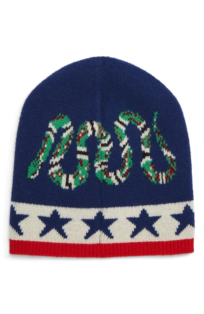 Shop Gucci Tiger Snake Wool Beanie - Red In Red Multi