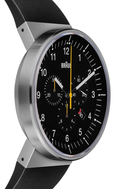 Shop Braun Prestige Chronograph Rubber Strap Watch, 43mm In Black/ Silver