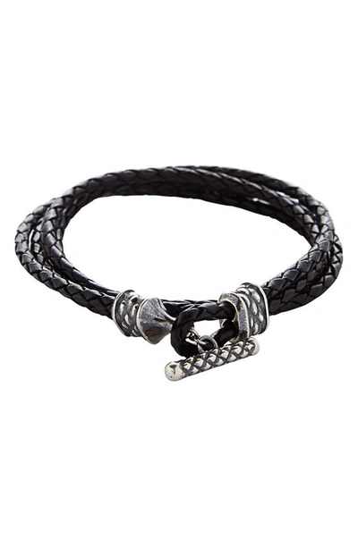 Shop Degs & Sal Stealth Leather Wrap Bracelet In Black