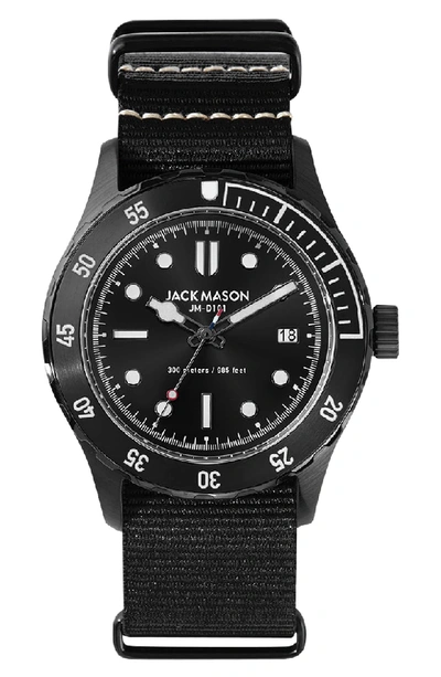 Shop Jack Mason Diving Nato Strap Watch, 42mm In Black