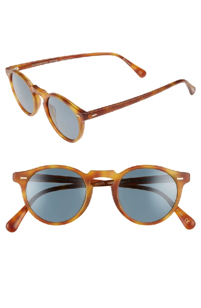 Shop Oliver Peoples Gregory Peck 47mm Round Sunglasses - Vintage Tortoise Brown