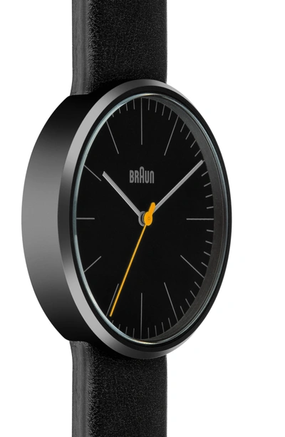 Shop Braun Classic Leather Strap Watch, 42mm In Black