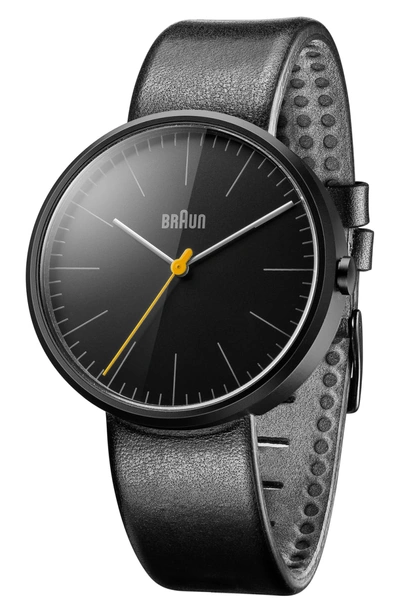Shop Braun Classic Leather Strap Watch, 42mm In Black