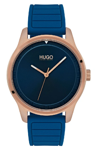 Shop Hugo Silicone Strap Watch, 42mm In Blue