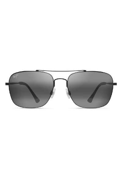 Shop Maui Jim Lava Tube 57mm Polarizedplus2 Aviator Sunglasses In Matte Black/neutral Grey