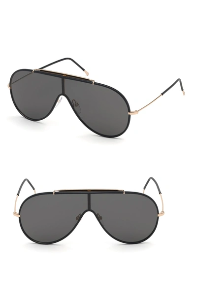 Shop Tom Ford Mack 135mm Shield Sunglasses In Shiny Rose Gold/ Smoke