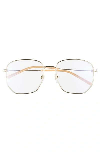 Shop Gucci 56mm Pilot Sunglasses - Gold/ Clear