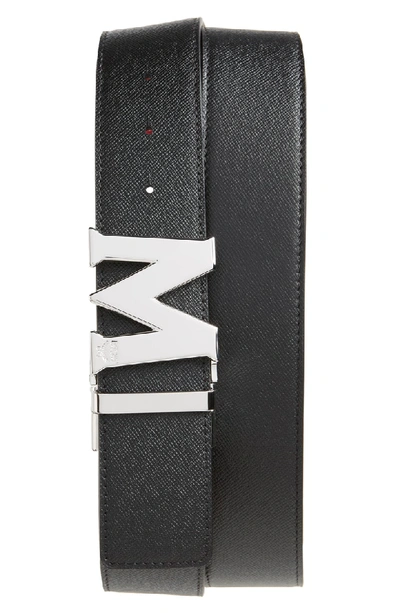 Shop Mcm Reversible Signature Leather Belt In Red