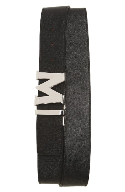 Shop Mcm Reversible Signature Leather Belt In Cognac