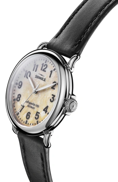 Shop Shinola The Runwell Leather Strap Watch, 40mm In Black/ Petoskey Stone/ Silver