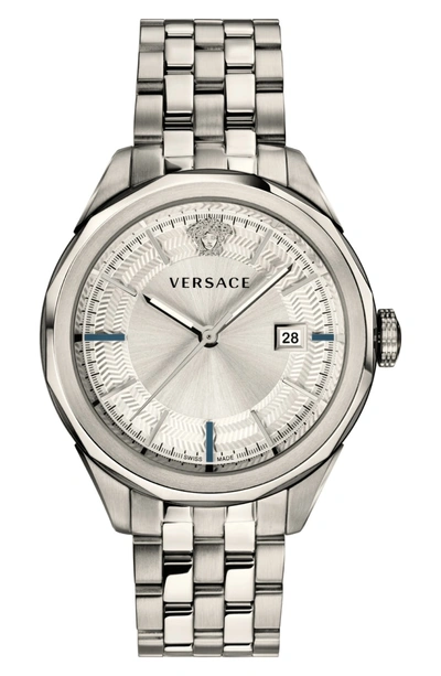 Shop Versace Glaze Bracelet Watch, 43mm In Silver