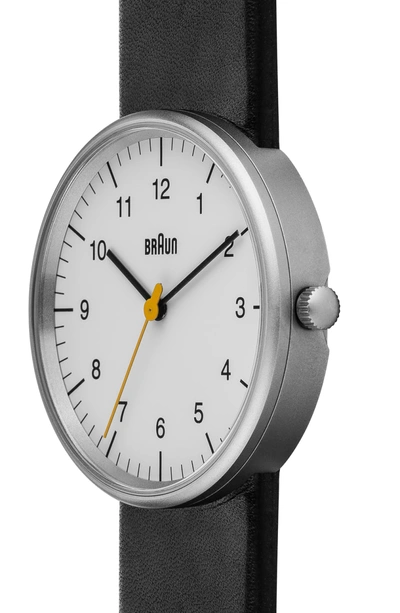 Shop Braun 'classic' Leather Strap Watch, 38mm In Black/ White/ Silver