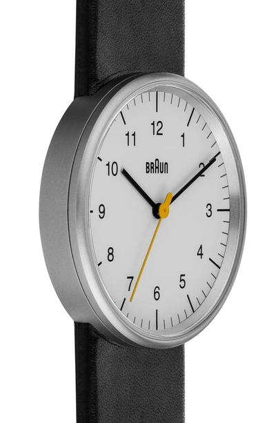 Shop Braun 'classic' Leather Strap Watch, 38mm In Black/ White/ Silver