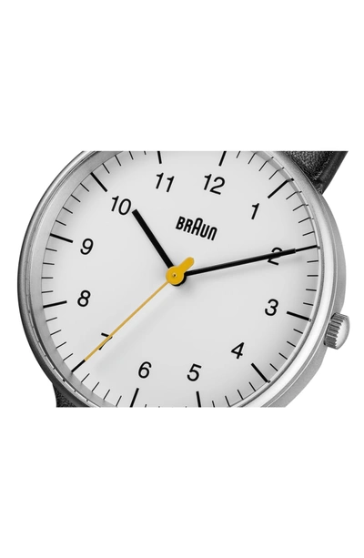 Shop Braun 'classic' Leather Strap Watch, 38mm In Black/ White/ Silver
