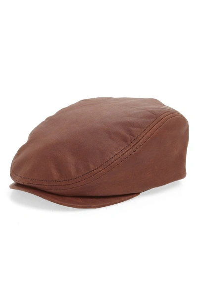 Shop Crown Cap Leather Driving Cap - Brown In Med. Brown