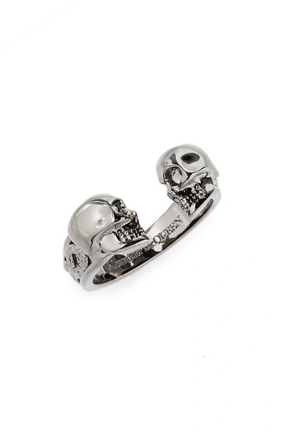 Shop Alexander Mcqueen Skull Ring In Silver