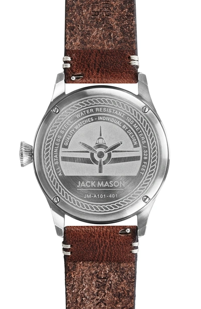 Shop Jack Mason Aviation Leather Strap Watch In Black