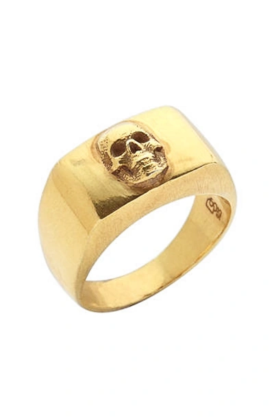 Degs & Sal Men's Skull Ring In 14k Gold-plated Sterling Silver In Gold