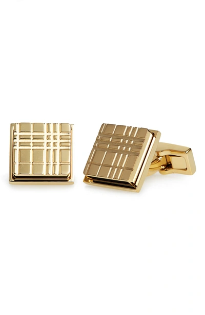 Shop Burberry Square Check Cuff Links In Light Gold