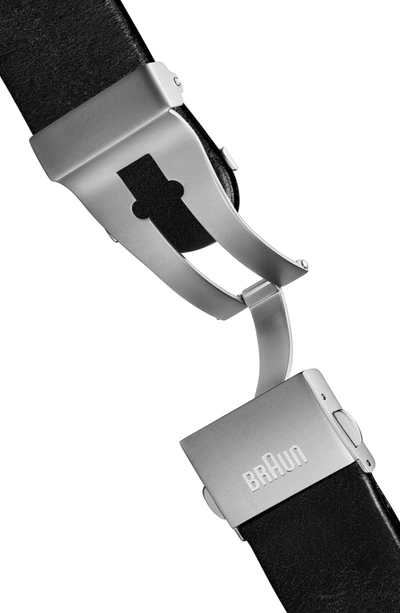 Shop Braun Prestige Chronograph Leather Strap Watch, 43mm In Black/ Silver