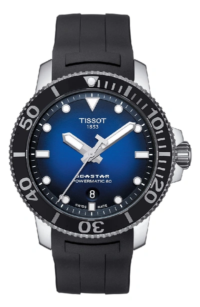 Shop Tissot T-sport Automatic Synthetic Strap Watch, 43mm In Black/ Blue/ Silver