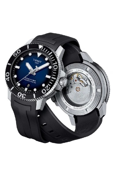 Shop Tissot T-sport Automatic Synthetic Strap Watch, 43mm In Black/ Blue/ Silver
