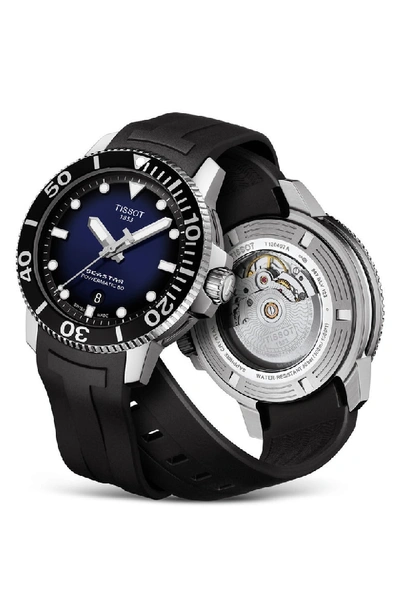 Shop Tissot T-sport Automatic Synthetic Strap Watch, 43mm In Black/ Blue/ Silver