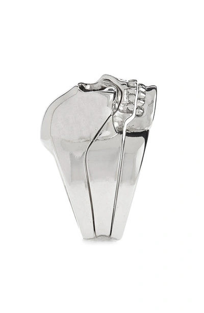 Shop Alexander Mcqueen Divided Skull Ring In Silver