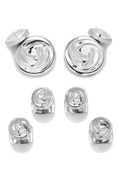 Shop Cufflinks, Inc Modern Knot Cuff Link & Shirt Stud Set In Silver
