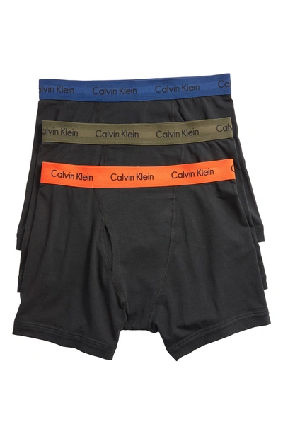 Shop Calvin Klein 3-pack Boxer Briefs In Black W/ Green/ Blue/ Orange